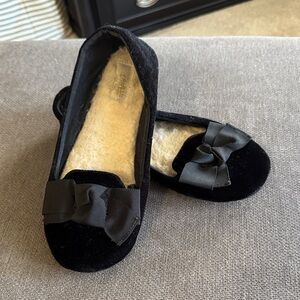 Kate Spade Black Velvet Slippers with Bow